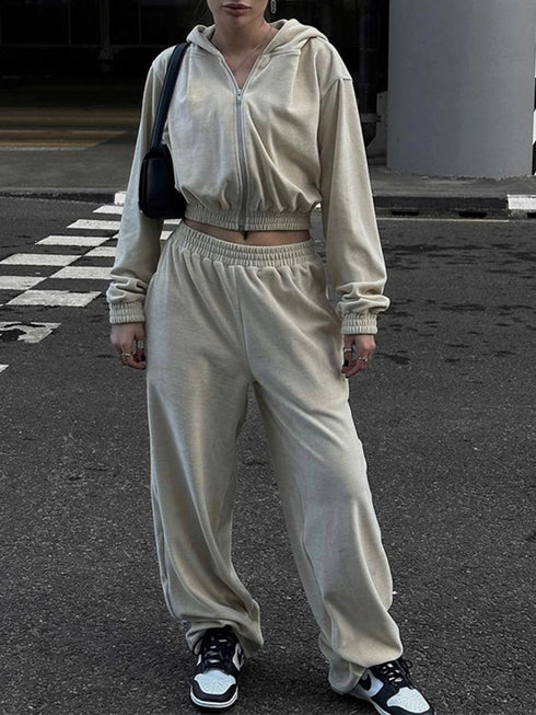 'June' Zip Up Hoodie and Pants Set - Celes Fashion